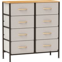 HOMCOM Fabric Chest of Drawers, Industrial Bedroom Dresser with 8 Fabric Drawers, Steel Frame and Wooden Top for Nursery, Living Room, Hallway, Cream White | Aosom Ireland