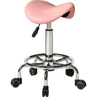 HOMCOM Salon Saddle Stool, Rolling Saddle Chair for Massage, Spa, Clinic, Beauty, Hairdressing and Tattoo, Pink | Aosom Ireland
