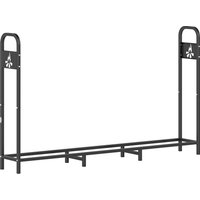 Outsunny 6.5 FT Steel Firewood Log Rack with 300 kg Capacity, Heavy Duty Indoor Outdoor Fireplace Wood Storage Shelf, Log Holder/Stand with Extra Support Legs, Decorative Bonfire Pattern, Black | Aosom Ireland