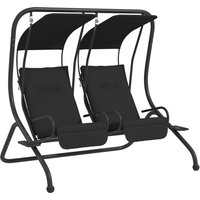 Outsunny Two-Seat Garden Swing Chair, with Protective Canopy - Black | Aosom Ireland
