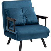 HOMCOM 4-in-1 Velvet-Feel Single Chair Bed, with Pillow - Navy Blue | Aosom Ireland