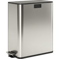 HOMCOM Dual Kitchen Bin with Soft-Close Butterfly Lid, 2 x 28L Stainless Steel Pedal Bin with Removable Inner Buckets, Fingerprint-Proof for Recycling and Waste, Silver Tone | Aosom Ireland