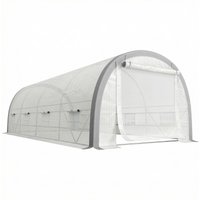 Outsunny 6 x 3(m) Polytunnel Greenhouse with Upgraded Structure, Mesh Door and Windows, 15 Plant Labels, White | Aosom Ireland