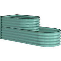 Outsunny Two-Tier Galvanised Steel Garden Planter - Dark Green | Aosom Ireland