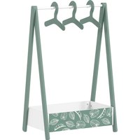 AIYAPLAY Baby Clothing Rack with Hangers, Storage Shelf for Bedroom, Leaf Theme, for Ages 3-6, Green | Aosom Ireland
