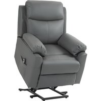 HOMCOM Faux Leather 70° Electric Riser Recliner Chair, Charcoal Grey | Aosom Ireland