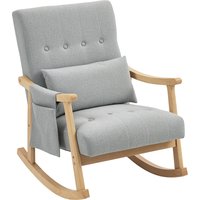 HOMCOM Wood Frame Rocking Accent Chair - Light Grey | Aosom Ireland