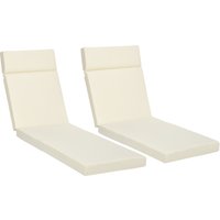 Outsunny Set of 2 Sun Lounger Cushions, Replacement Cushions for Rattan Furniture with Ties, 196 x 55 cm, Cushion ONLY, Cream White | Aosom Ireland