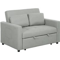 HOMCOM Loveseat Sofa Bed, Convertible Bed Settee with 2 Pillows, Side Pockets, Light Grey | Aosom Ireland