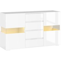 HOMCOM LED Light Sideboard - High Gloss White | Aosom Ireland