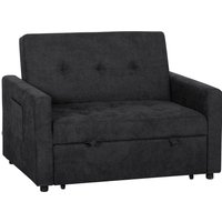 HOMCOM Loveseat Sofa Bed, Convertible Bed Settee with 2 Pillows, Side Pockets, Black | Aosom Ireland
