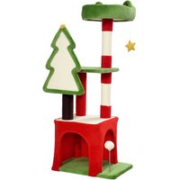 PawHut Christmas Cat Tree, 120cm Cat Tower with Scratching Post & Board, Platform, Toys, Green | Aosom Ireland