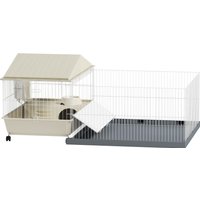 PawHut Small Animal Cage with Removable Pet Playpen, Guinea Pig Cage with Waterproof Pad, Hay Feeder, 108 x 71 x 57cm, Beige | Aosom Ireland