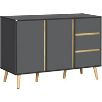HOMCOM Sideboard, Modern Kitchen Cupboard with Double Doors and 3 Drawers, Adjustable Shelves for Living Dining Room, Dark Grey | Aosom Ireland