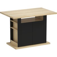 HOMCOM Kitchen Island with Spice Rack, Kitchen Storage with Large Tabletop for 4 People, Adjustable Shelves Black & Natural | Aosom Ireland