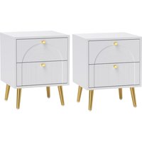 HOMCOM 2-Drawer Bedside Table Set of 2 - White | Aosom Ireland