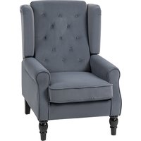 HOMCOM Wingback Accent Chair, Retro Upholstered Button Tufted Occasional Chair for Living Room and Bedroom, Grey | Aosom Ireland