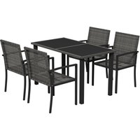 Outsunny Outdoor Dining Set 5 Pieces Patio Conservatory with Tempered Glass Tabletop,4 Dining Chairs - Grey | Aosom Ireland