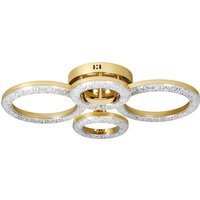 HOMCOM LED Ceiling Light, Modern Dimmable 4 Rings Ceiling Lamp with Wall Switch, 40W 4350lm Flush Mount Ceiling Light with 3500K/4500K/6000K Colour Temperatures for Living Room, Bedroom, Gold Tone | Aosom Ireland