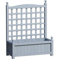 Outsunny Garden Planters with Trellis for Climbing Vines, Wood Raised Beds for Garden, Flower Pot, Indoor Outdoor, Grey | Aosom Ireland