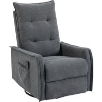 HOMCOM Recliner Armchair, Chenille Recliner Chair with Massage and Heat, 360° Swivel Rocking Manual Recliner, Dark Grey