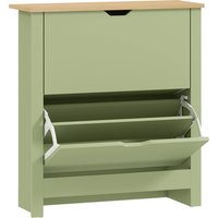 HOMCOM Slim Shoe Cabinet, Narrow Shoe Cupboard with 2 Flip Drawers, Adjustable Shelves for 12 Pairs of Shoes, Green | Aosom Ireland