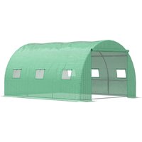 Outsunny Walk-in Polytunnel Greenhouse, Outdoor Garden Tunnel Greenhouse Tent with Zipped Roll-Up Door and 6 Mesh Windows, 4 x 3M | Aosom Ireland
