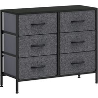 HOMCOM Fabric Chest of Drawers, Industrial Bedroom Dresser with 6 Fabric Drawers, Steel Frame and Wooden Top for Nursery, Living Room, Hallway, Black | Aosom Ireland