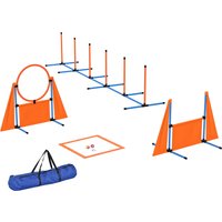 PawHut 6-Piece Dog Agility Equipment Set with Weave Poles, Jump Ring, Hurdle, Pause Box, Bag, Orange | Aosom Ireland