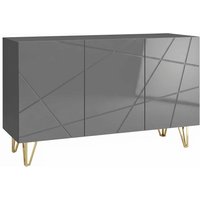 HOMCOM Modern Luxe High Gloss Sideboard, with Hairpin Legs, Grey | Aosom Ireland