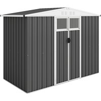 Outsunny 8 x 4 ft Metal Garden Shed, Garden Storage Shed with Window, 4 Vents and Lockable Door, Waterproof Galvanised Steel Tool Storage Cabinet, Dark Grey | Aosom Ireland