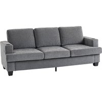 HOMCOM 3 Seater Sofa with USB Ports & Cup Holders - Grey | Aosom Ireland