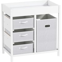 AIYAPLAY Baby Changing Unit with 4 Storage Drawers, Mat for Bedroom Nursery, 84 x 84.5 cm, White | Aosom Ireland