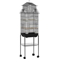 PawHut Metal Bird Cage with Plastic Swing, Perch, Food Container, Tray, Handle, for Finches, Canaries, Budgies, 43 x 32.5 x 163 | Aosom Ireland