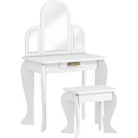 HOMCOM Kids Dressing Table Set, with Mirror and Drawer - White | Aosom Ireland