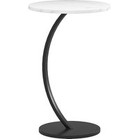 HOMCOM C Shaped Side Table, Round Bedside Table with Marble Effect Top, Modern Coffee Table Sofa End Table with Metal Frame for Living Room Bedroom Office, White | Aosom Ireland