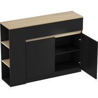 HOMCOM Kitchen Island, Storage Cabinet with Adjustable Shelf, 2 Drawers, 3 Open Shelves, Black | Aosom Ireland