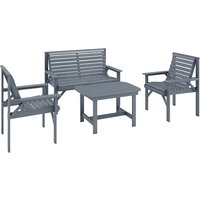 Outsunny 4 Piece Wooden Garden Furniture Set, Outdoor Garden Sofa Set with 2 Armchairs, Loveseat and Coffee Table, Grey | Aosom Ireland
