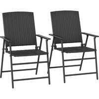 Outsunny Set of Two Folding Rattan Seat Chairs - Black | Aosom Ireland
