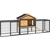 PawHut Wooden Rabbit Hutch Outdoor with Steel Run, Wooden Guinea Pig Cage with Removable Plastic Tray, Asphalt Roof, Ramp | Aosom Ireland