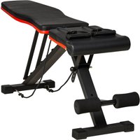 HOMCOM Banc de musculation pliable dossier réglable 6 niveaux assise ajutable 4 niveaux coussin 130 x 34 x 109 cm noir et rouge