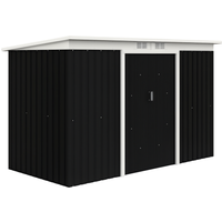 Outsunny Abri de Jardin remise à outils en acier galvanisé avec portes coulissantes, dim. 280L x 130l x 172H cm, noir-AOSOM.fr