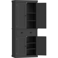 HOMCOM Kitchen Storage Cabinet with Drawer and Adjustable Shelves - Black