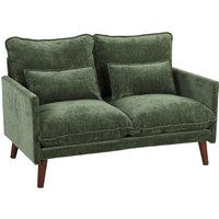 HOMCOM 2 Seater Sofa, Loveseat Sofa with Spring Cushions, Wide and Deep Seat, Wood Legs, Green