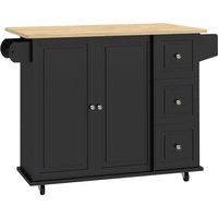 Kitchen Island Drop Leaf Rolling Kitchen Storage Trolley on Wheels 3 Drawers