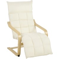 Modern Accent Chair Leisure Lounge Chair Armchair Footrest Plush Cushion Curved Legs Arms Cream