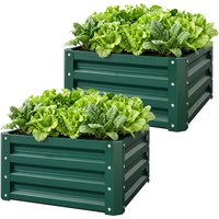 Outsunny Lot de 2 jardinières surélevées, carre potager de jardin pour légumes, fleurs, acier galvanisé 60 x 60 x 30,5 cm, vert
