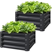 Outsunny Lot de 2 jardinières surélevées, carre potager de jardin pour légumes, fleurs, acier galvanisé 60 x 60 x 30,5 cm, gris