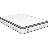 HOMCOM Matratze 140 x 190 cm, 7-Zonen-Taschenfederkern, Memory-Schaum mit kühlendem Gel, 20 cm Höhe, 7-Zonen-Stützung, OEKO-TEX zertifiziert, mittlerer Härtegrad Aosom