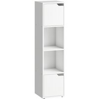 Narrow Bookcase 4 Tier Bookshelf Storage Cabinet doors Living Room Bedroom